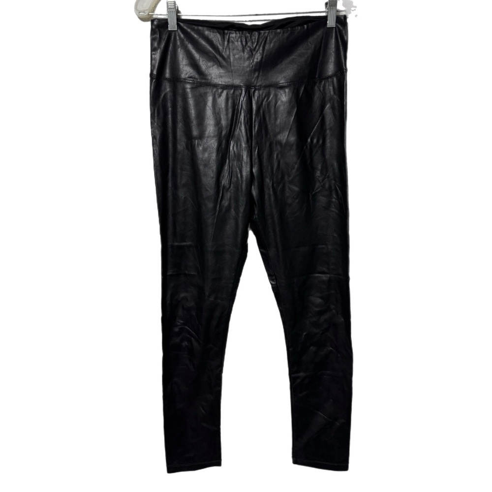 Black 21 Saints Vegan Faux Leather Leggings Pants Large